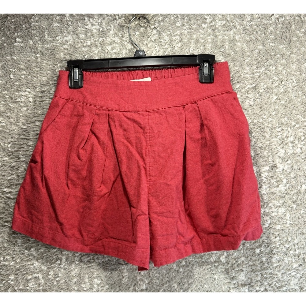 Abercrombie & Fitch Red Pleated Chino Linen Blend Shorts S, Preppy Beach Coastal